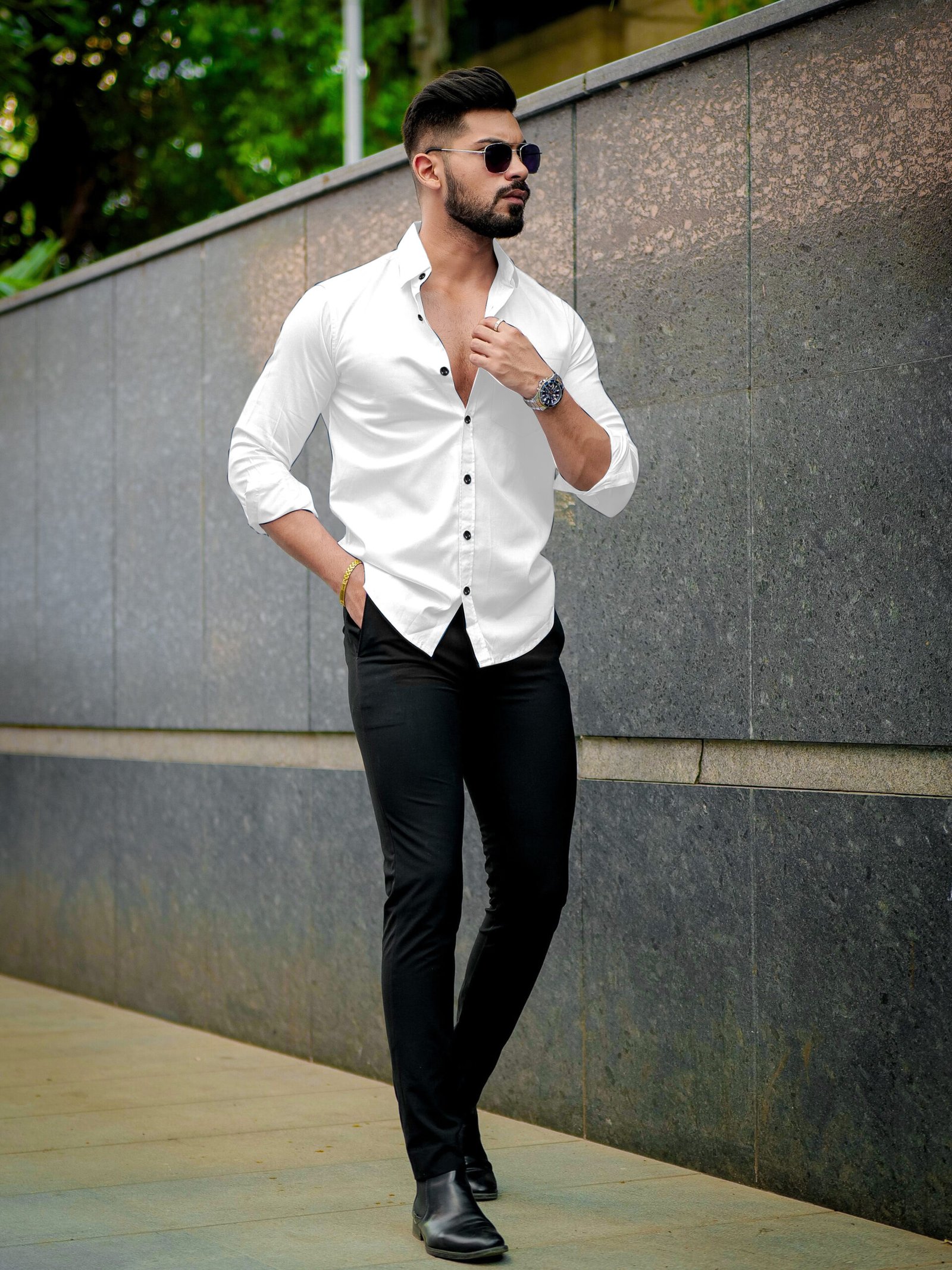 Men’s Solid White Cotton Shirt – Casual Slim Fit Full Sleeves - Image 5