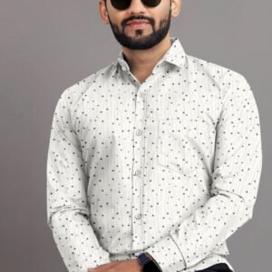 White Printed Shirt – Black Star Design