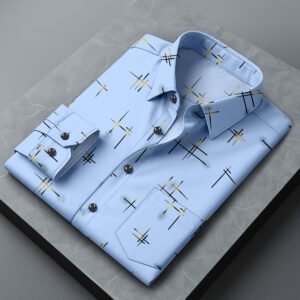 Sky Blue Printed Casual Shirt for Men