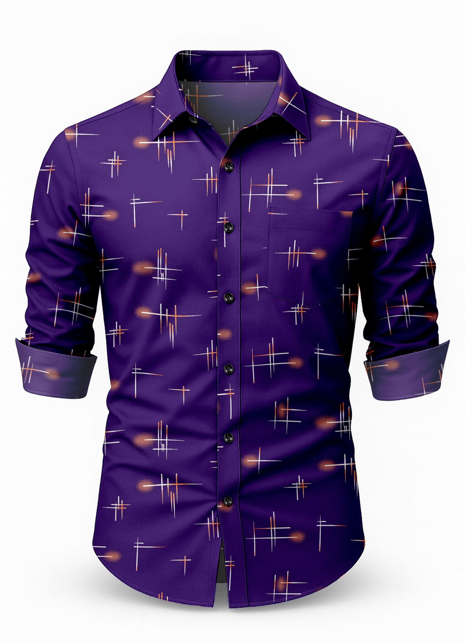 Plum Purple Printed Casual Shirt for Men - Image 5