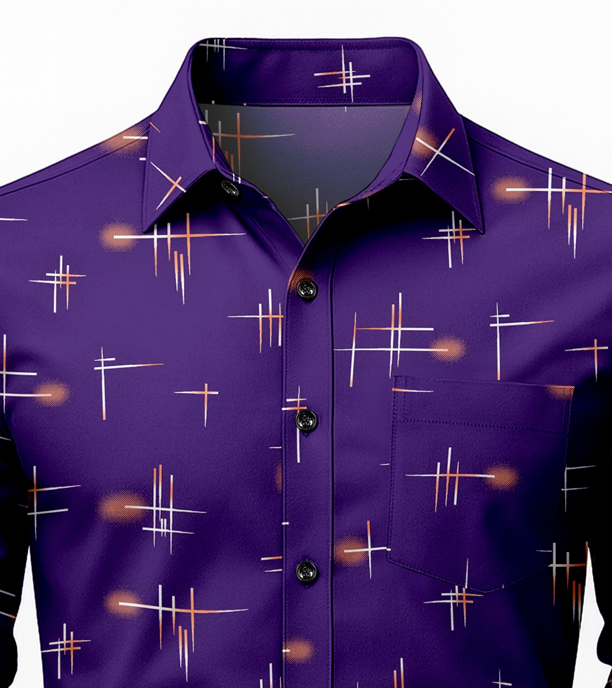 Plum Purple Printed Casual Shirt for Men - Image 4