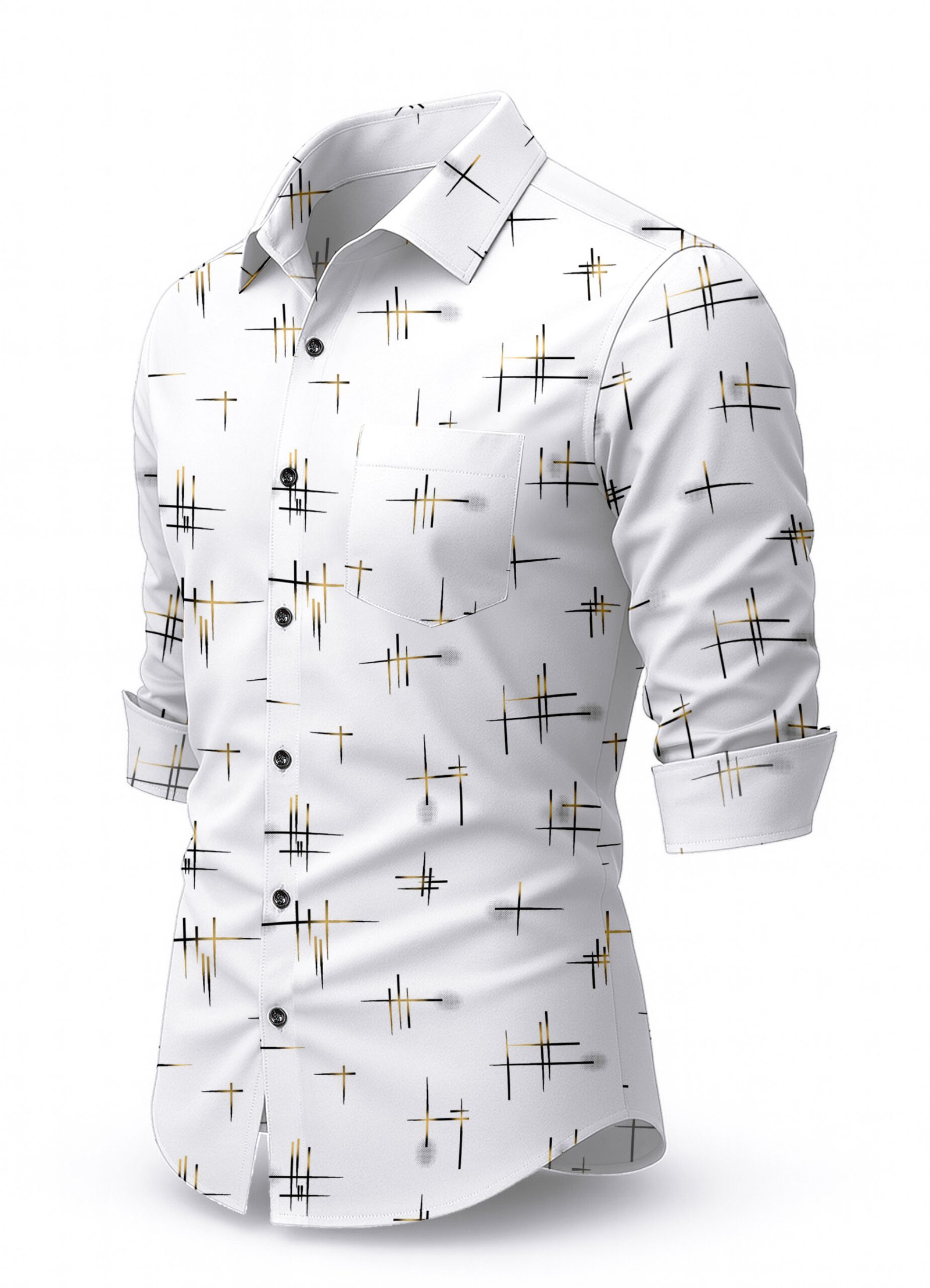 White Printed Casual Shirt for Men - Image 2