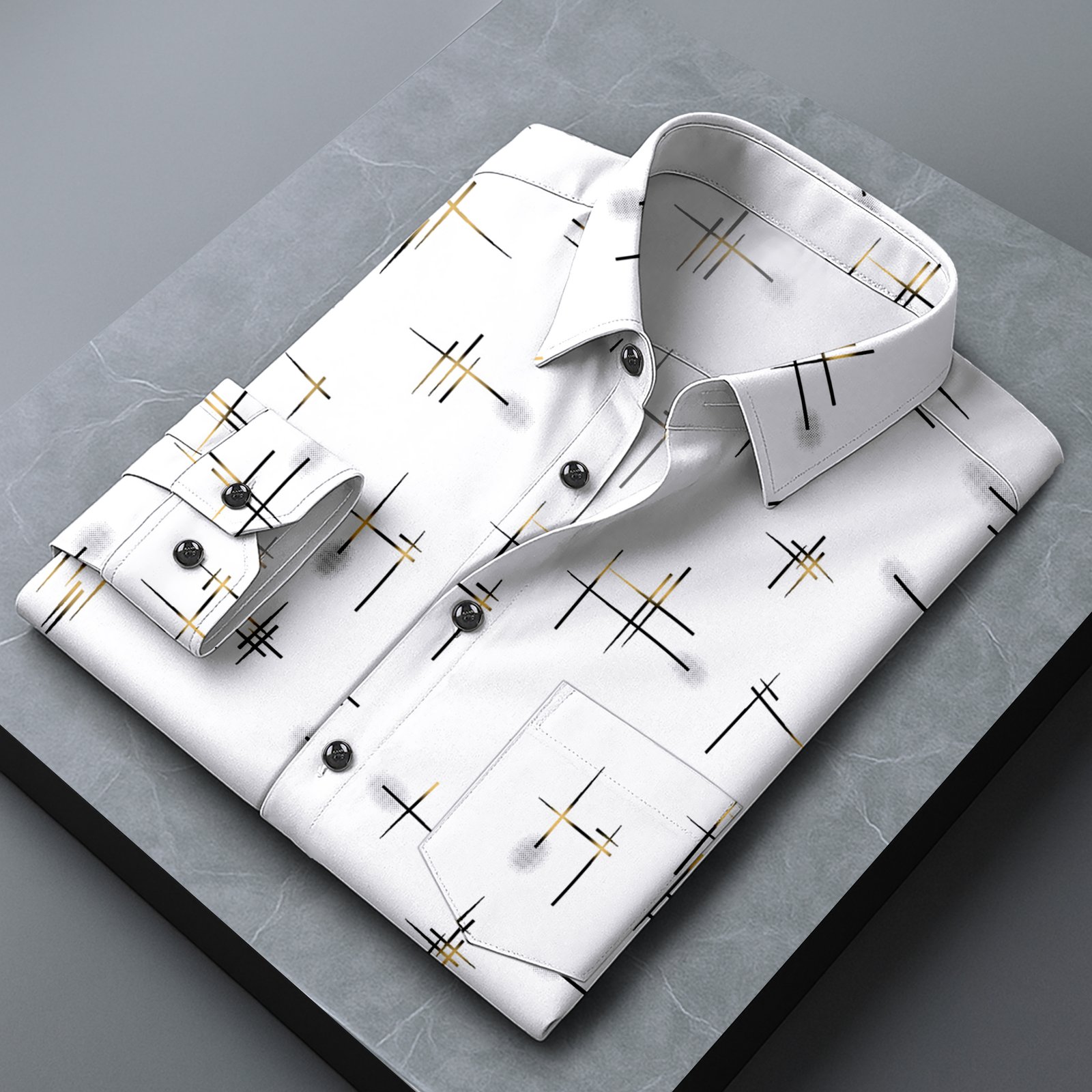 White Printed Casual Shirt for Men