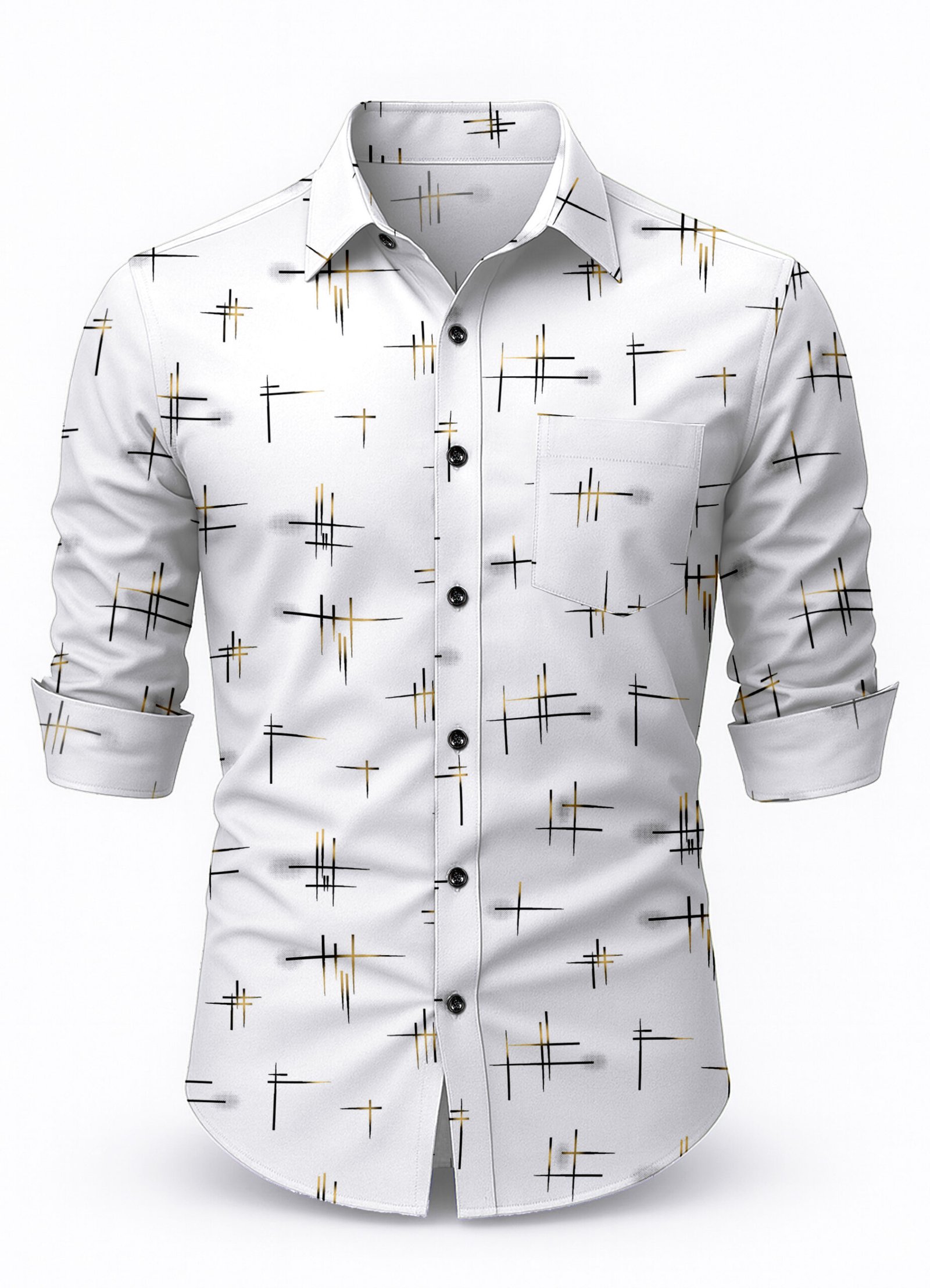 White Printed Casual Shirt for Men - Image 5