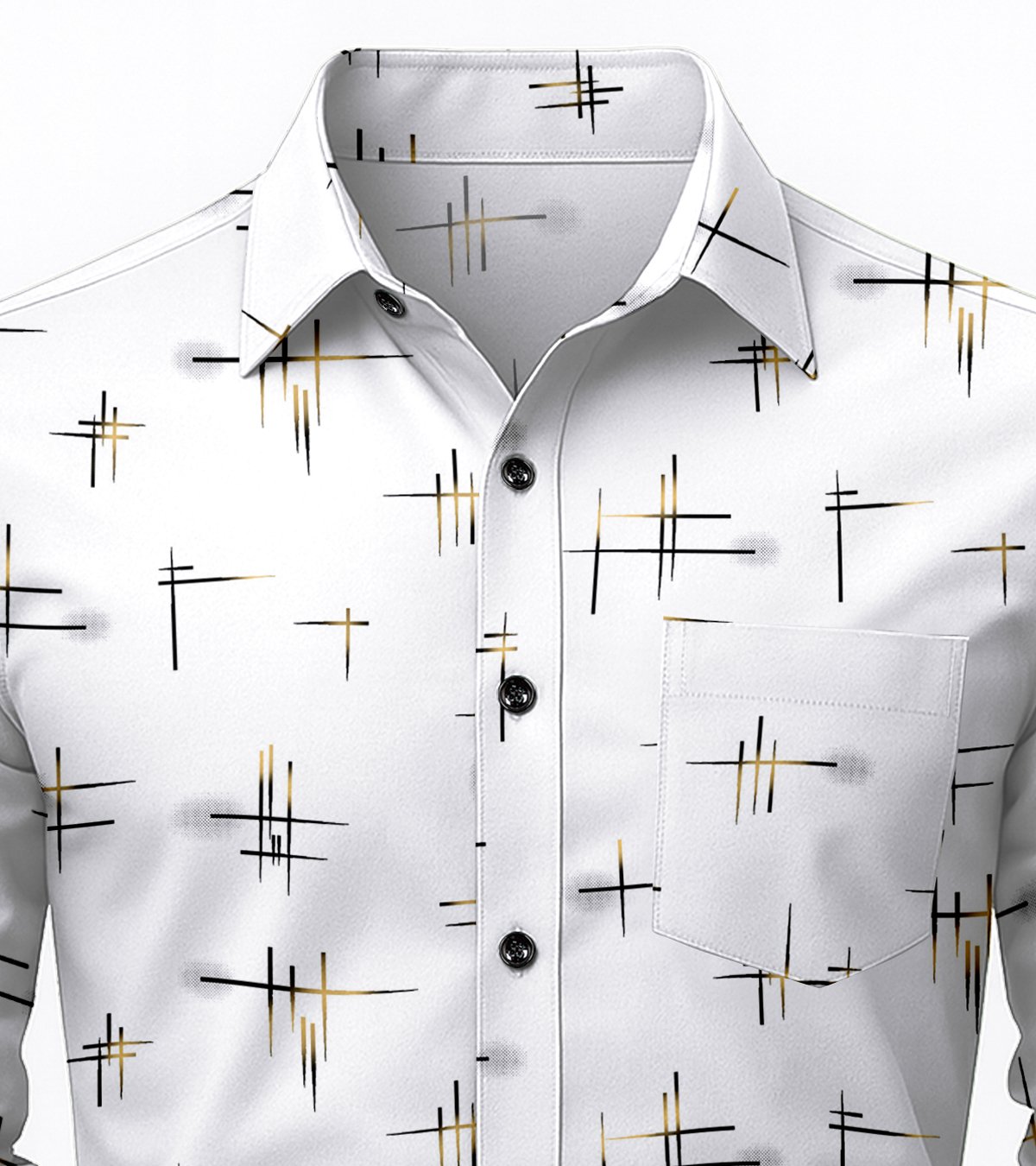 White Printed Casual Shirt for Men - Image 4