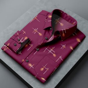 Maroon Printed Casual Shirt for Men