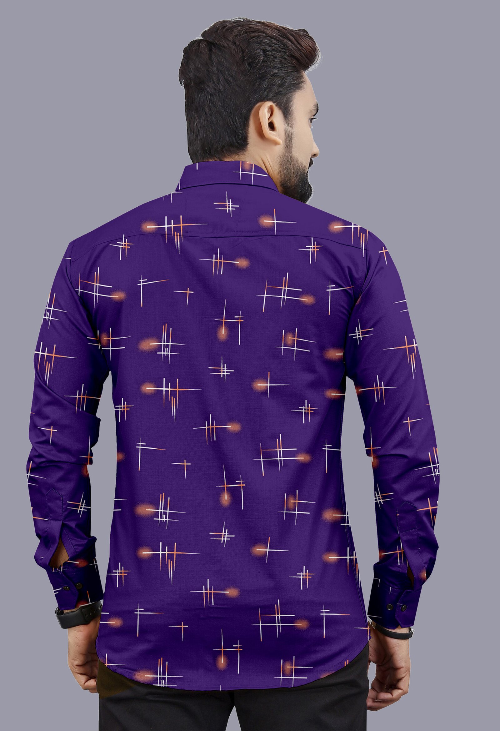 Royal Purple Printed Casual Shirt for Men - Image 4