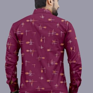 Wine Red Printed Casual Shirt for Men