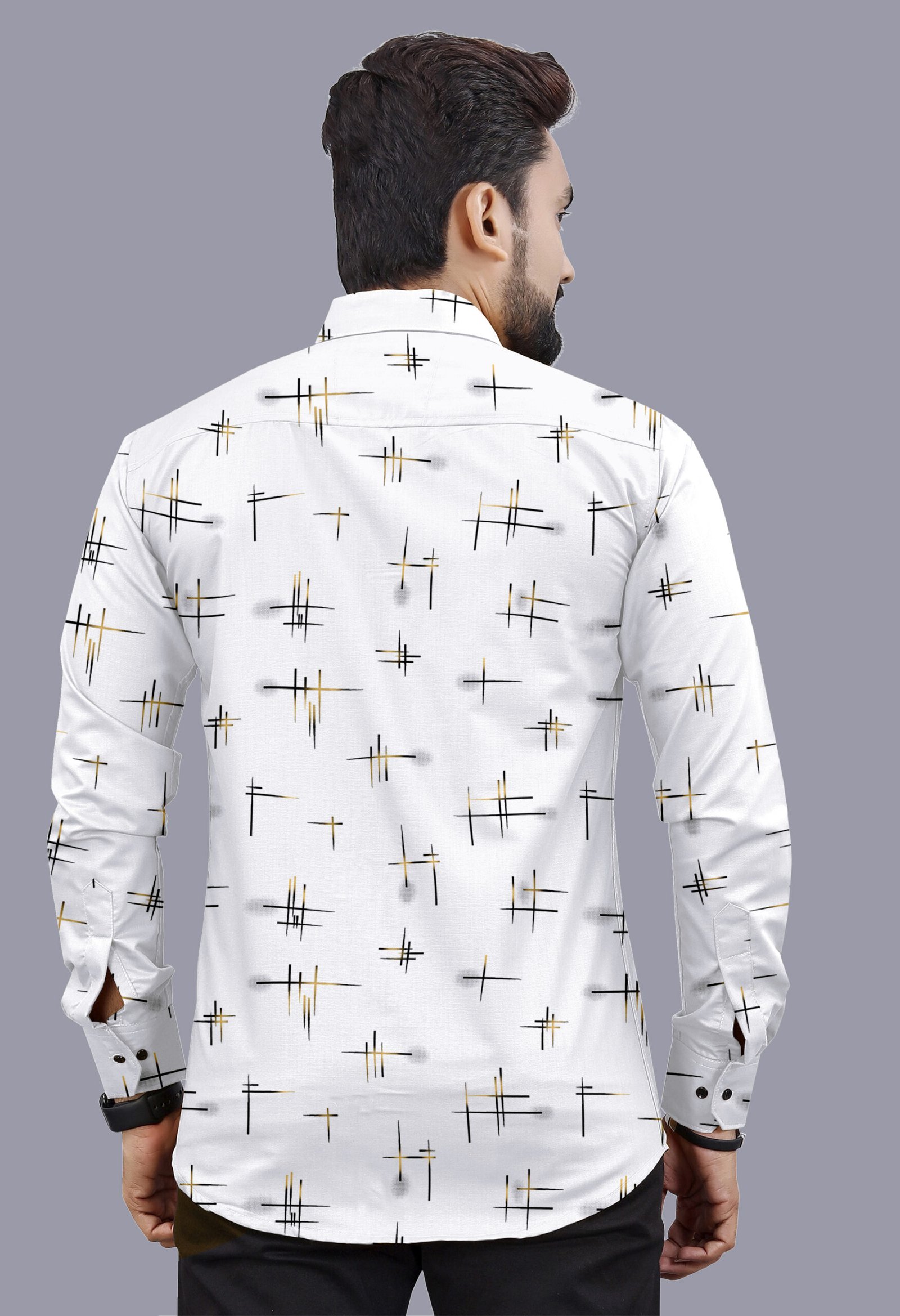 White Printed Casual Shirt for Men - Image 2